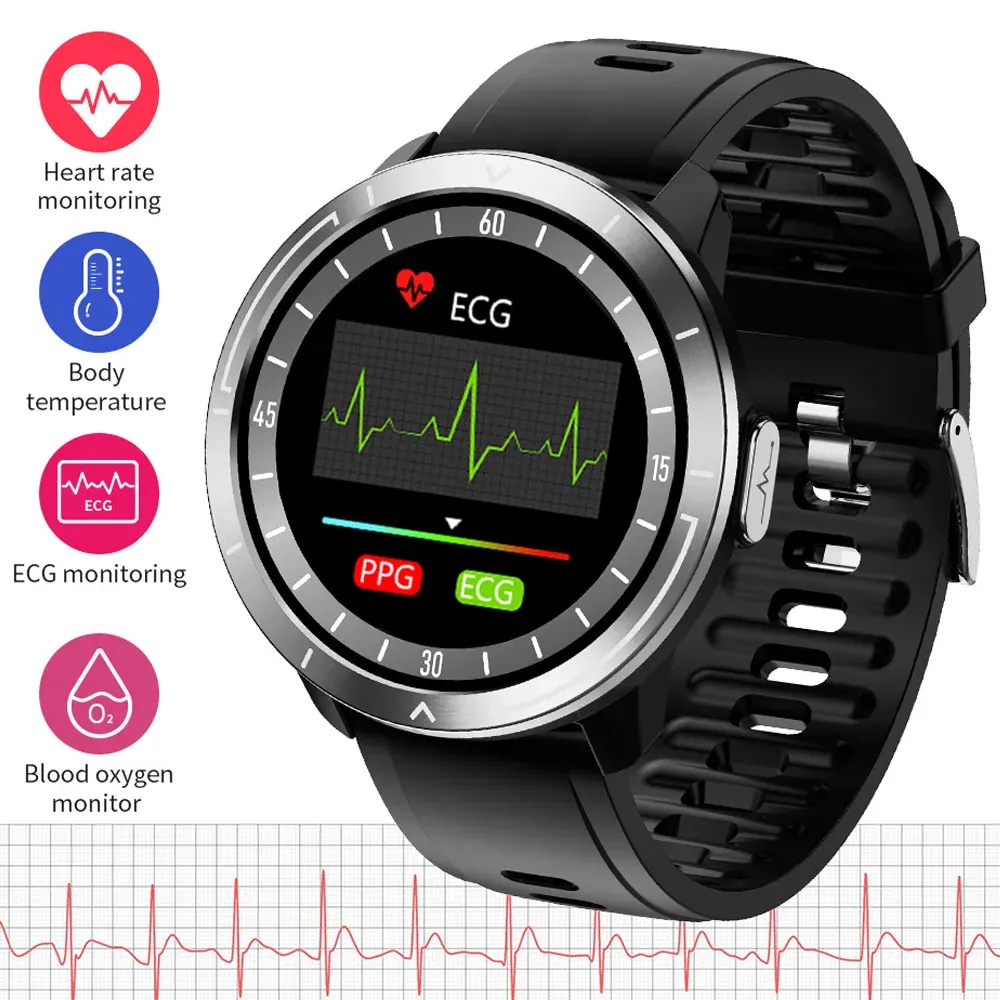 Zegarki EKG PPG Smart Watch Men 24H Temperatura ciała 1.3 "OLED Screen Smartwatch Ciśnienie krwi