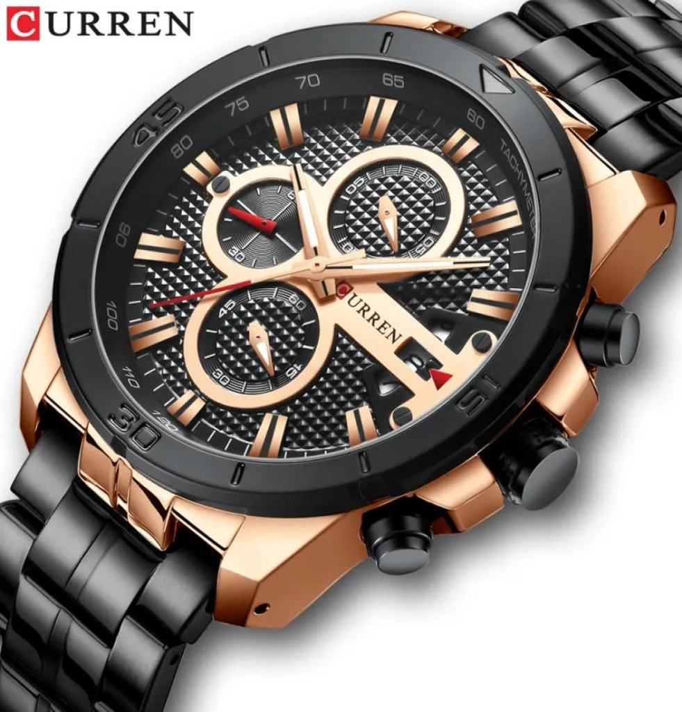 Curren Men Watch Top Brand Brand Luxury Chronograph Quartz Watches inossidabile Acciaio Business orologio da polso per uomini Renogio Masculino8026155