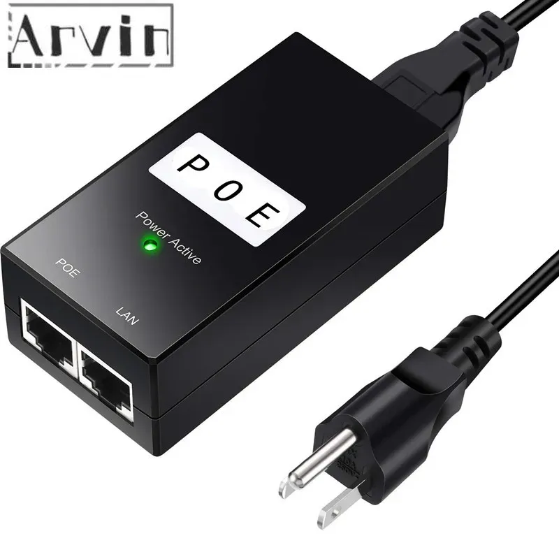 Tillbehör Säkerhet 48V0.5A 15.4W POE Adapter Poe Injector Ethernet Power för POE IP -kamera Telefon POE strömförsörjning