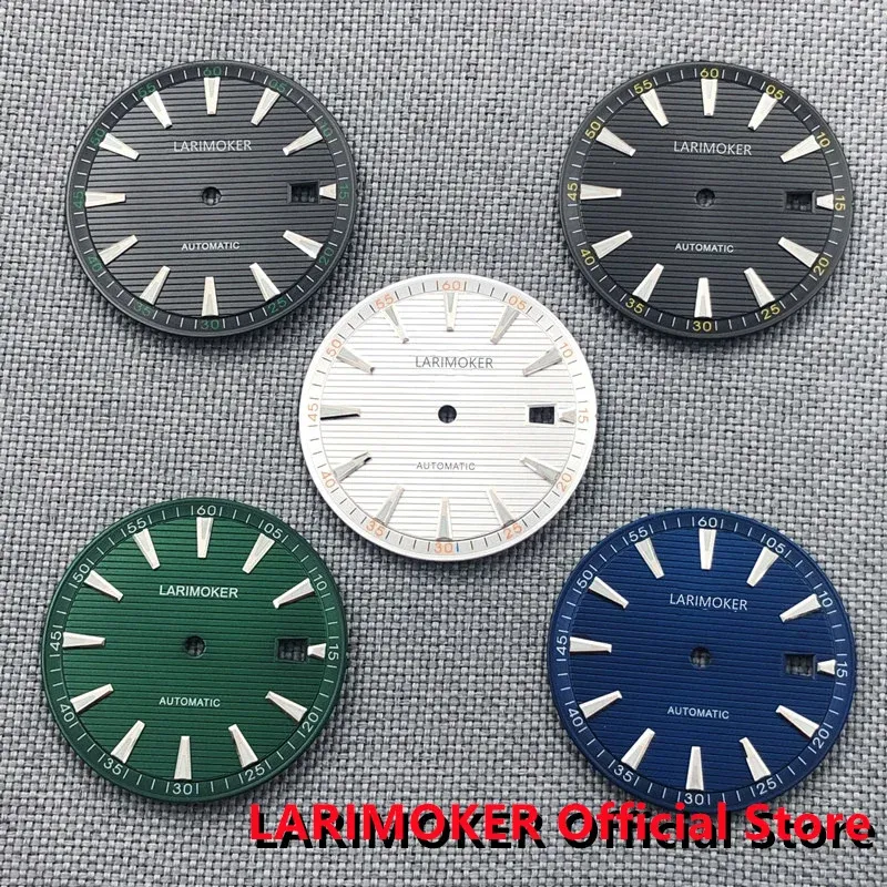 Zestawy Larimoker 33,3 mm Zielone świetliste pokrętło Watch Black/White/Zielone/Blue Dial With Fit NH35 Wybielcie mechaniczne Ruch mechaniczny Niestandardowy logo