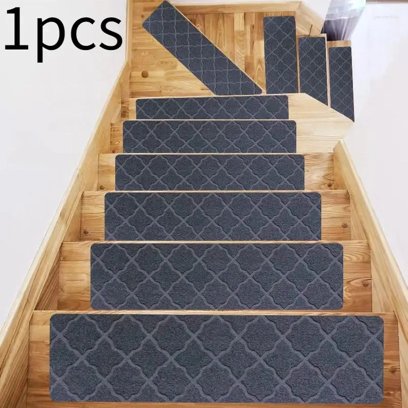 Bath Mats 1pcs Stair Mat Step Floor Glue-free Self-adhesive Tpr Non-slip Brushed Embossed Repeated Use