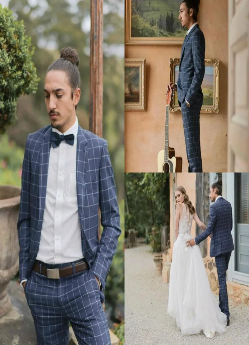 Mens Suits Plaid Suits Regular Fit 2 Piece Polyester Blend Vintage Tailored Fit Business Men Formal Suits Wedding Tuxedos Top Qual1994727