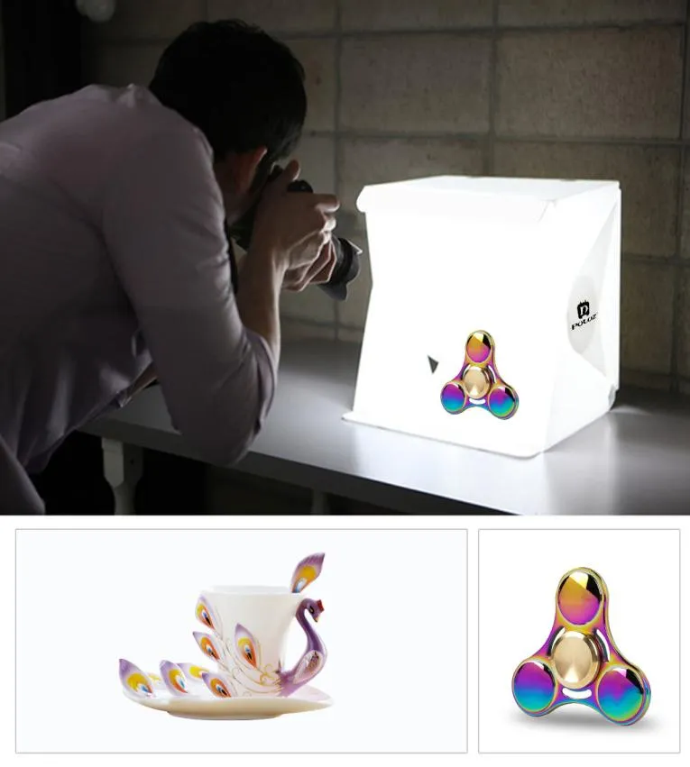 Envie 7 cores Acessórios profissionais Mini PO Studio Box Caixa portátil Iluminação de pano de fundo embutida Luz PO WaterProo112295