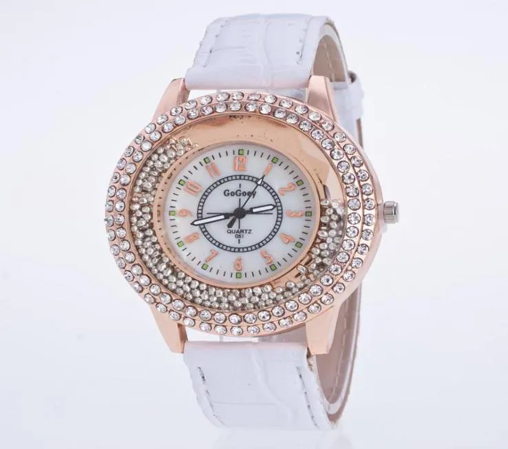 Orologi da polso Crystal Rhinestone Brand PU Orologi in pelle per donne vestiti orologio da donna regali in quarzo orologio reloj per ragazze alla moda 1pcwr9508379