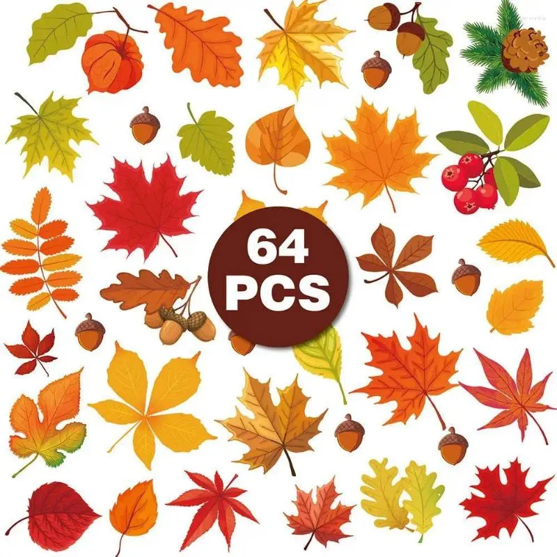 Window Stickers 6 Sheets 1 Set Autumn Glass Fall Leaves Static Clings For Thanksgiving Home Office Decorations