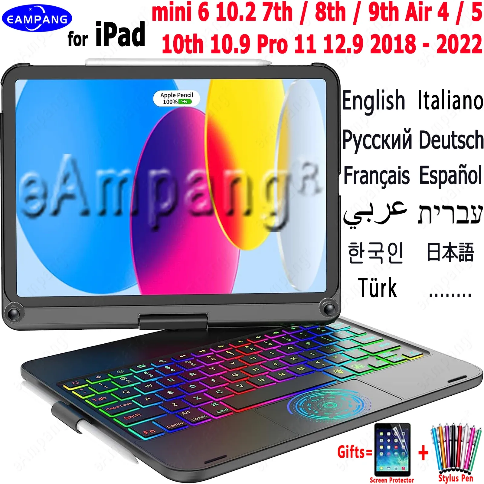 Case Magic TouchPad Keyboard Case for iPad Mini 6 10.2 7th 8th 9th 10.5 Air 3 4 5 10Th 10.9 Pro 11 12.9 20182022 Spanska portugisiska