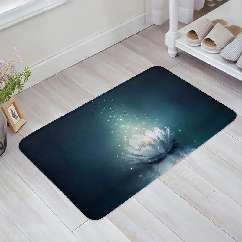 Carpets Magic Lotus Flower Water Surface Home Decoration Décoration Flanelle Soft Salon Carpet Cuisine Balcon Ratage de chambre à coucher