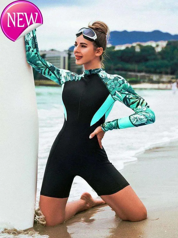 Designer Sexig bikini sätter 2024 Nya mode kvinnors rasande vakt långärmad kvinnor surf sport ett stycke baddräkt kvinna simma blixtlås strandkläder baddräkt monokini