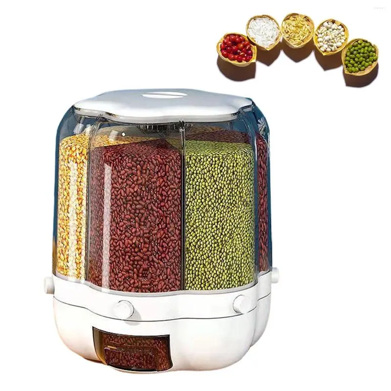 Storage Bottles 33lbs Rotating Dry Food Dispenser 30g Large Capacity Cereal Grain Container Round Box