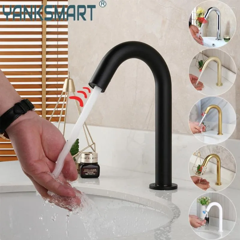Badkamer wastafel kranen yanksmart sensor kraanbassin kraan tik hoge korte inductie vaste messing water mixer touch
