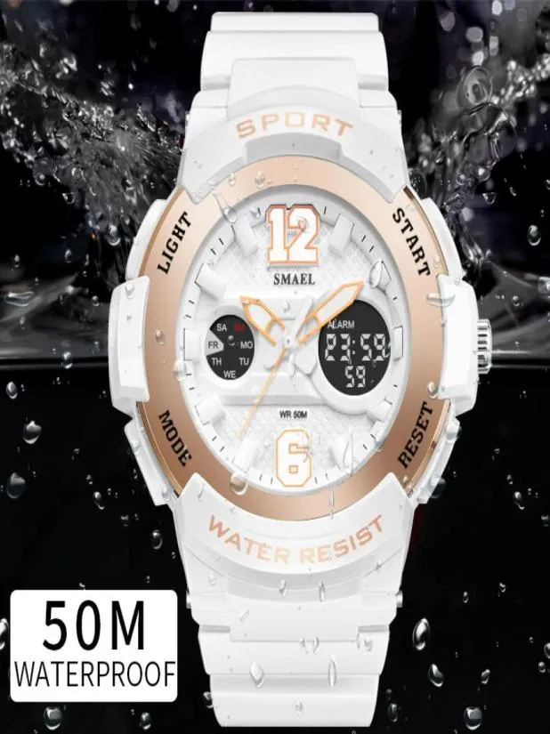 Orologi sportivi per donne Smael Ladies Orologi Casual Digital White Clock Woman Woman Elegant Relojes Mujer Women Watchs Waterproof Y4135325