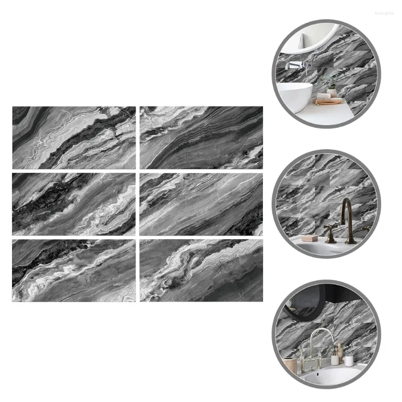 Wallpapers 6 Pcs Peel Stick Backsplash Water Proof Stickers Marble Floor Tile Decals Tiles Decor DIY Household