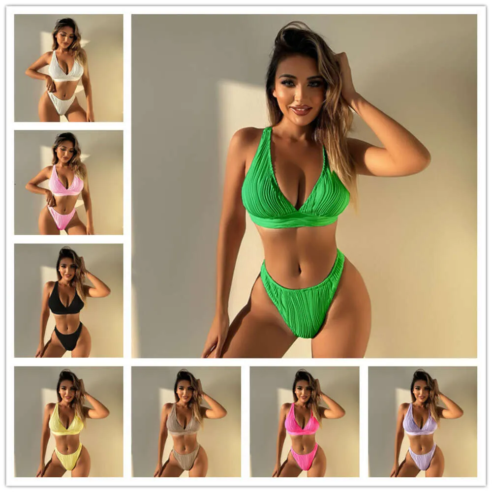 2024 Nouvelle femme de couleur solide en tissu spécial Couleur solide de Bikini Split Split Split