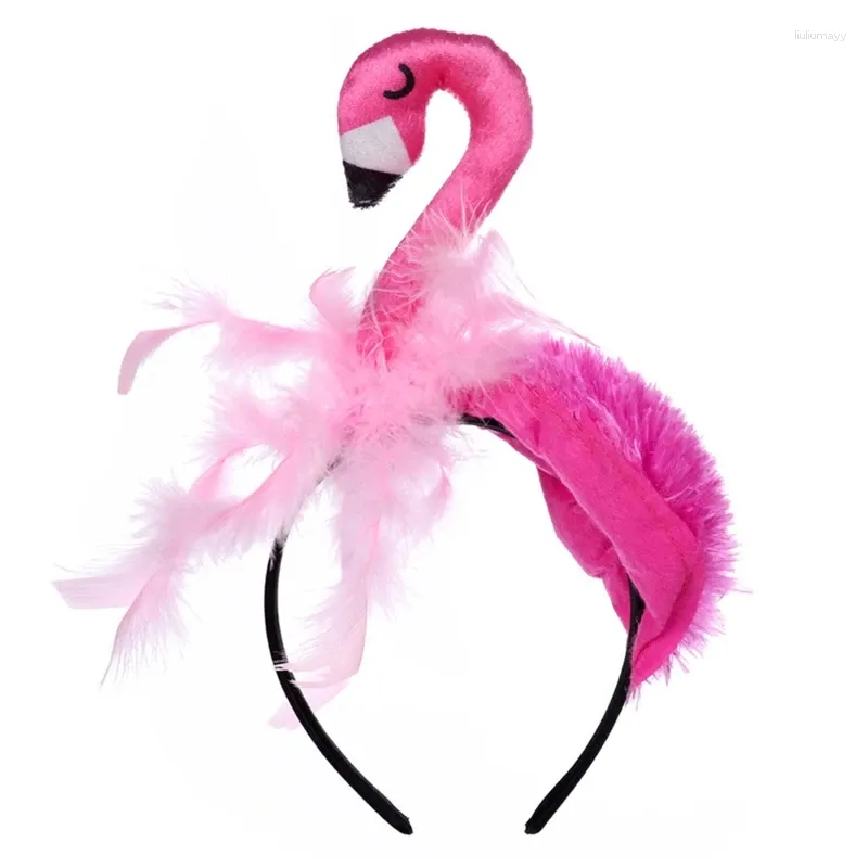 Supplência de festa desenho unissex de carrinho de cabeça de cabeceira recheada Flamingo em forma de cabelo de luxo de luxo de luxo de cosplay adereços de fantasia