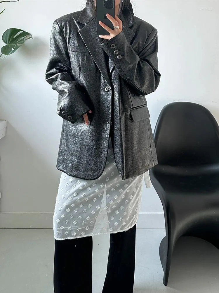 Abiti da donna SuperAen 2024 Blazer di moda in pelle di brevetto coreano primaverile