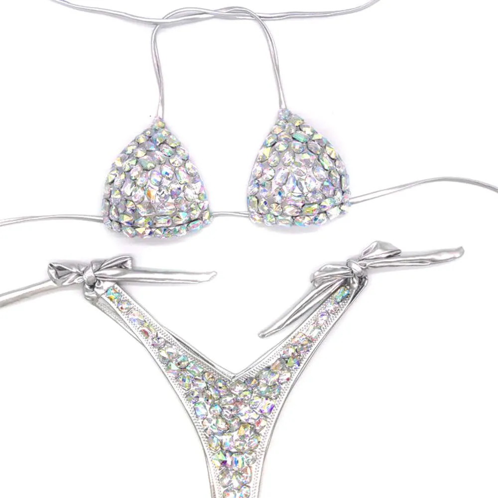 Sparkling Sexy Women Swimwear Crystal Bikini Bling Diamante de lujo Diamante Bikini Lingerie Set sexy