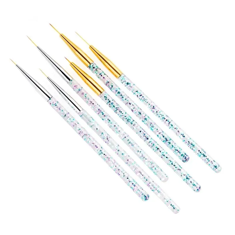 2024 3pcs Acrylic French Stripe Nail Art Brush Set 3D Tips Manicure thin-shin line drawing pen uv gel fruckes tools- for tips 3d tips manicure ultra-shin