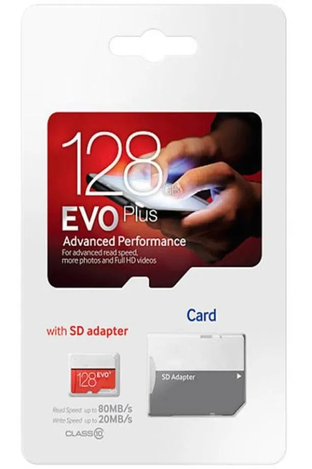 2019 Red EVO le plus vendu plus 64 Go 32 Go 128 Go 256 Go 100 Mbps Carte mémoire U1 avec adaptateur SD Package Blister Fast Speed1510323