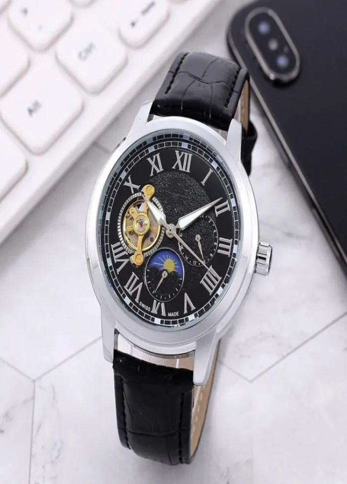 2021ニューラグジュアリーメンズウォッチラージフライホイールローマ数字ダイヤル自動メカニカルウォッチデザイナー腕時計トップブランド本物2089536