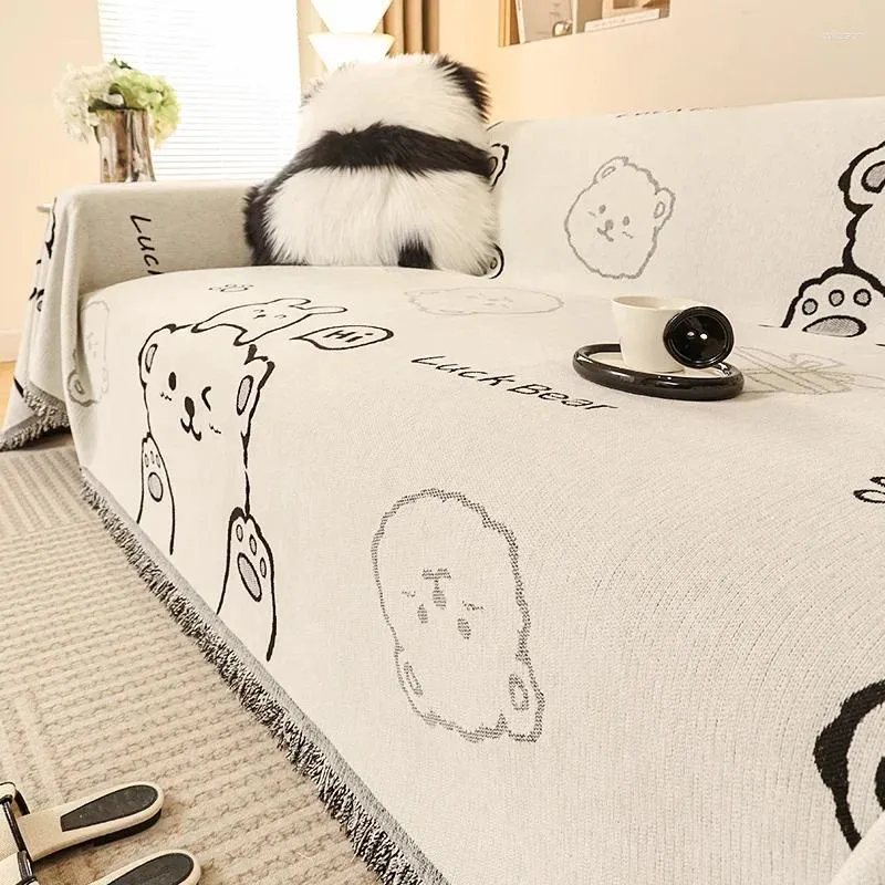 Dekens Xmas moderne eenvoudige bank handdoek schattige beren deksel huisdier bank dubbelzijdige deken chenille voor woonkamer thuisdecoratie