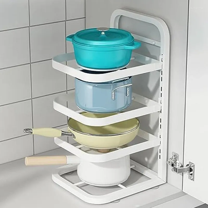 Kök förvaringskrukor och kokkärlsorganisator Pot Rack Pan Holder For Under Cabinet Justerbara arrangörer