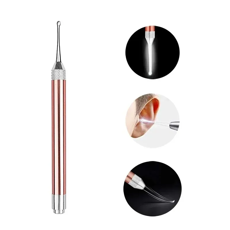 LED -ficklampa öronplattan Baby Ear Cleaner Endoskop Penlight Spoon Cleaning Ear Curette Light Spoon med förstoring av öronvaxavlägsnande