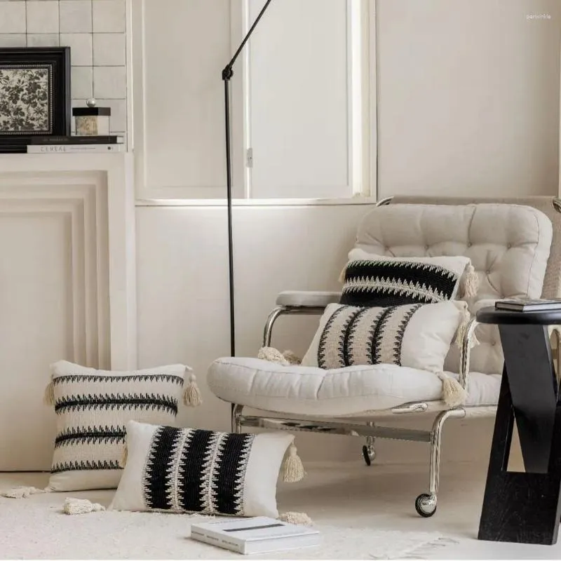 Pillow Boho Style Home Decor divano Multi-Cloring Cover Cover Soggiorno in bianco e nero Coperchio in bianco e nero 30x50 45x45