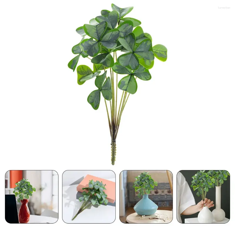 Decorative Flowers Flower Fake Shamrock Artificial Plant Branch Picks Green Simulation DIY Bouquet Stems