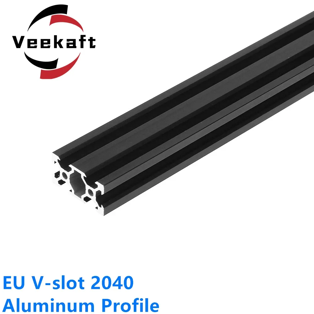 CPUs 1pc Vslot 2040 Black Anodized Aluminum Profile Eu Standard Extrusion 100800mm Linear Rail for Cnc 3d Printer Woodworking