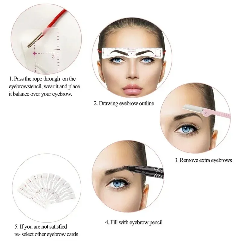 12スタイルの固定可能な眉毛のグルーミングシェーパーテンプレート再利用可能なステッカー目眉スタンプペンペンシル化粧品用のツールメイクアップツール
