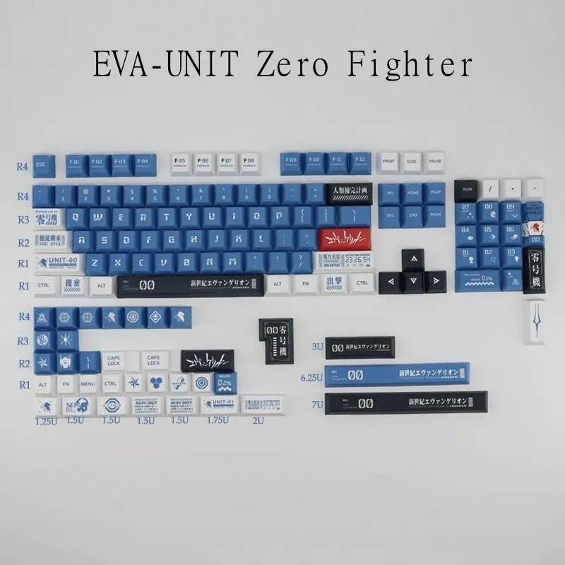 Akcesoria anime pbt evangelion01 Keycaps Eva Profile Cherry Profile Dyesublimy z 1,75U 2U Shift 3U 7U Pasek kosmiczny dla mechanicznej klawiatury