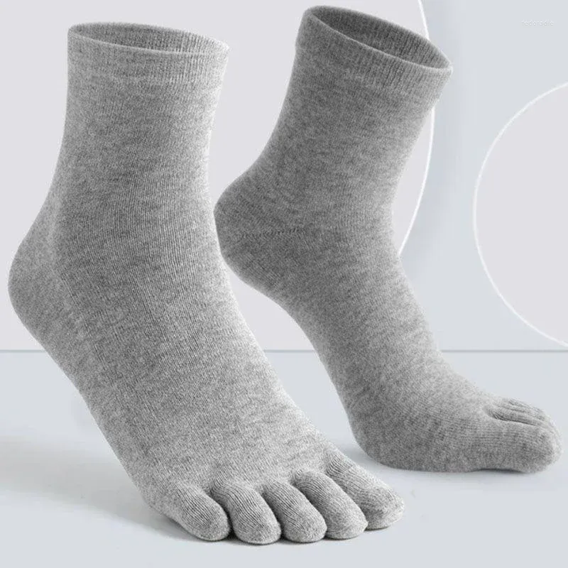 Chaussettes masculines cinq doigts coton pur toe sueur absorbant le tube médian divisé les orteils pour hommes