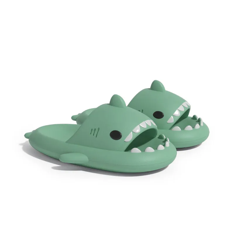 Shark Sandalen Glides voor vrouwen Slippers Mannen Leuke nieuwigheid Cartoon Anti-slip Open Teen Glaasjes Zomer lichtgewicht haaien Sandales Lightgreen