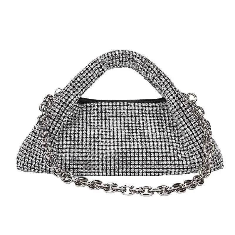 Väskor 2024 Wallte King Water High Quality Full Diamond One Shoulder Dinner Handheld Chain Crossbody Bag Fashionable