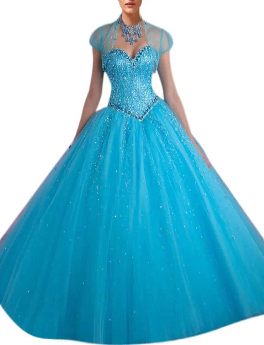 2019 glinsterende pailletten Crystal Quinceanera jurken nieuw echt beeld lieverd veter sweet 15 jaar prinses prom jurken met JA7372048