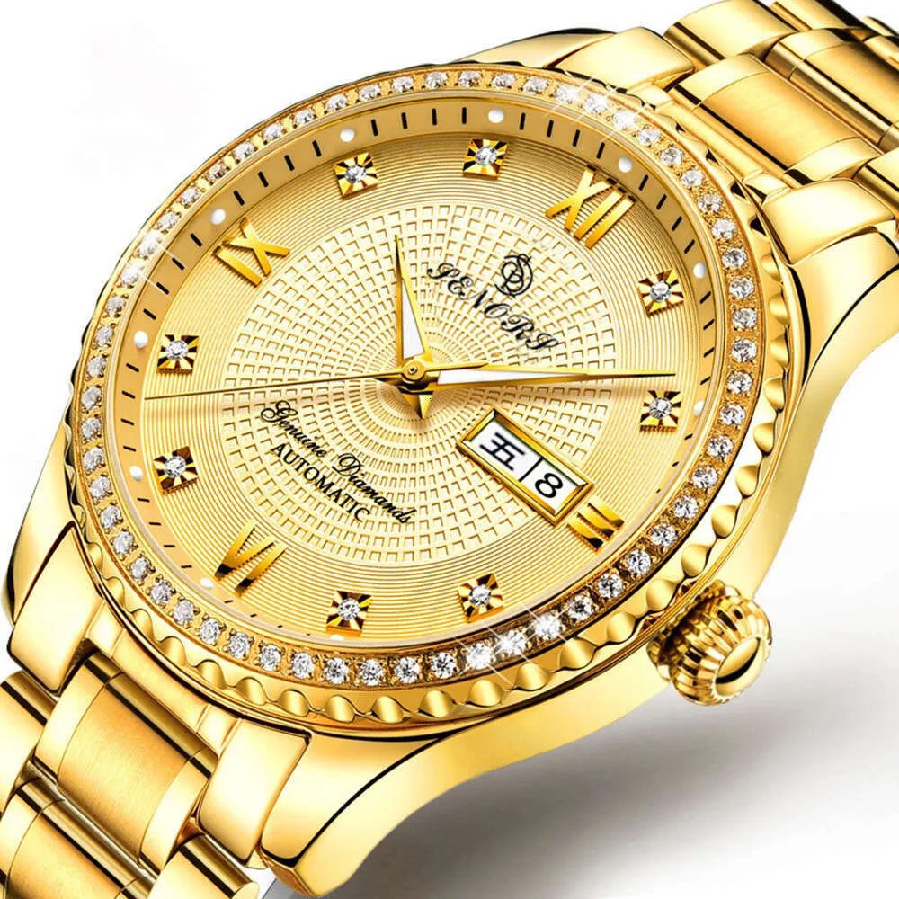 DHgate SENERS New 177 Double Calendar Diamond Waterproof Fully Automatic Mechanical Gold Watch Watches