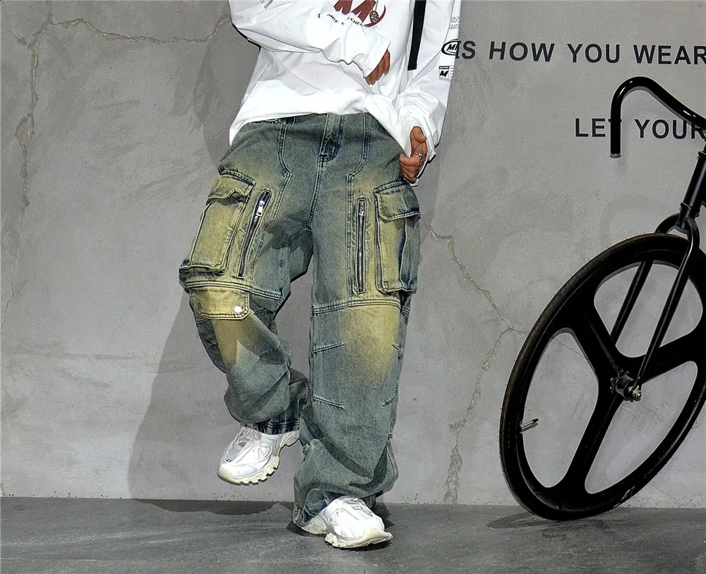 Pantalon Cargo Baggy Homme - Taille Moyenne, Nylon, Plissé, Décontracté, Neuf Avec étiquettes