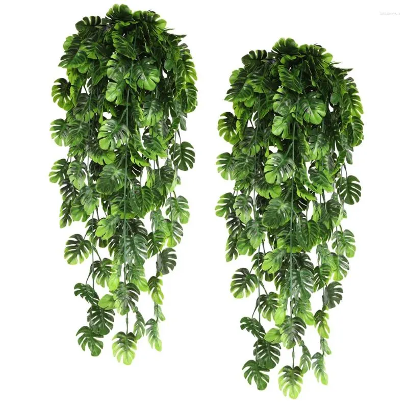 Flores decorativas 1 pc Plantas de simulação Turtleback parede folhada pendurada rattan decoração verde cesta de flores falsas