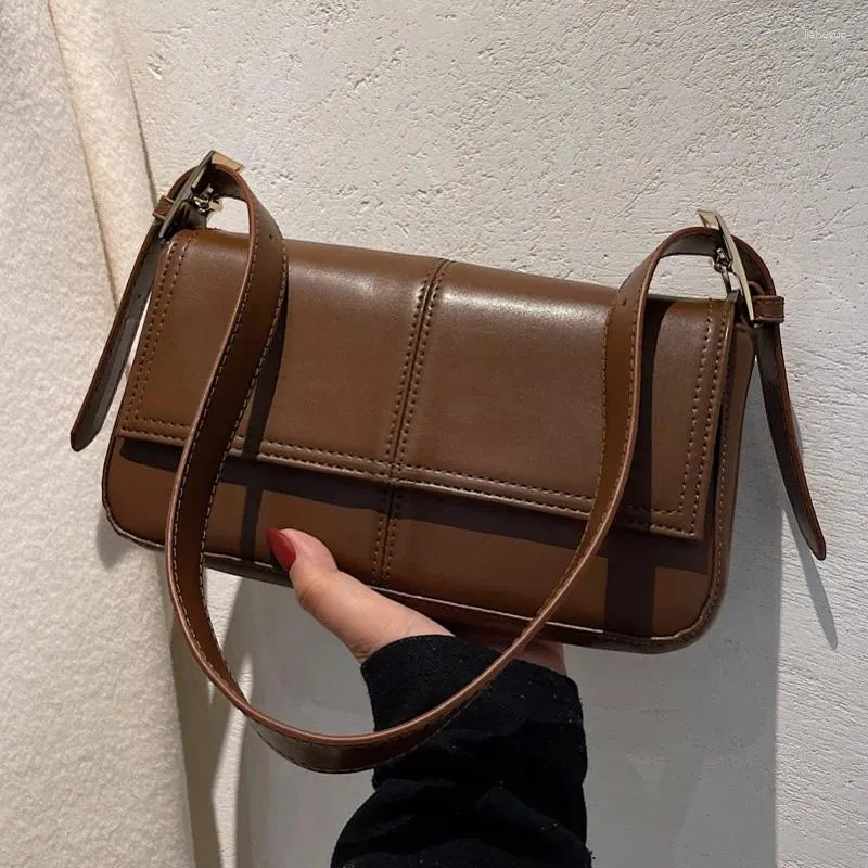 أكياس الكتف الأزياء الأنيقة All-Match Retro Flap Handbags Designer Simple Quality Women Women Pu Messenger