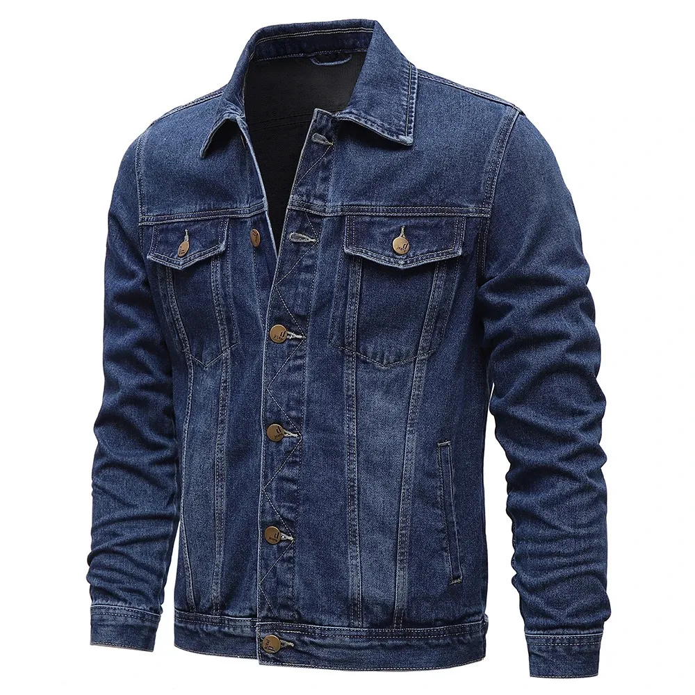 Spring Autumn Men Jackets Jackets casuais colorido solo de lapela única jeans jeans Slim Fit Cotton Outwear 5xlm 240321