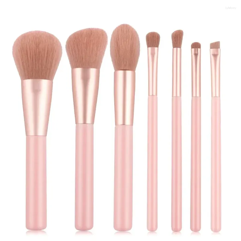 Pędzle do makijażu 7pcs miękki puszysty zestaw do kosmetyków podkład Blush w proszku cień cień do powiek Kabuki