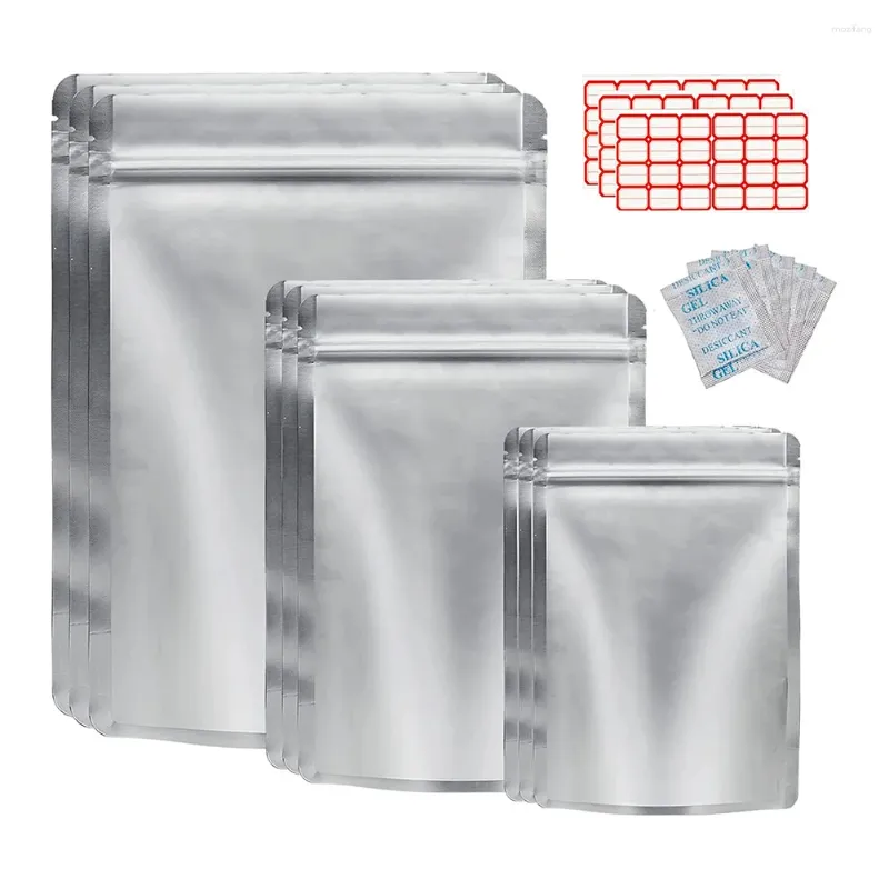 Sacs de rangement 50pcs Mylar pour aliments Pouche d'emballage de haricots à grains refermables