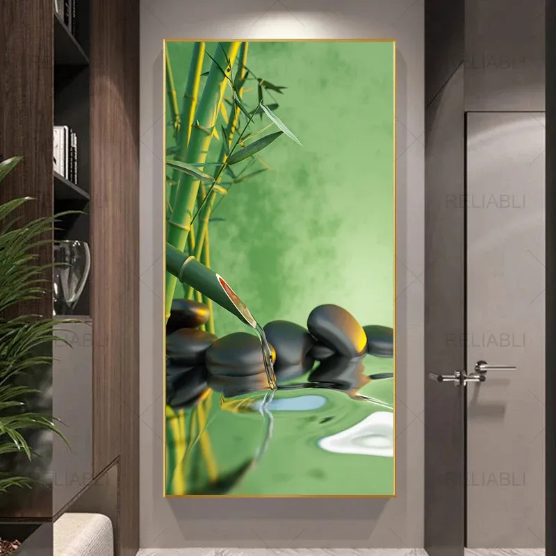 Zen Stone Bambusplakate Wandmalerei gedruckt auf Canvas -Drucken Kunstbilder für Wohnzimmer Wohnkultur moderne Heimdekoration