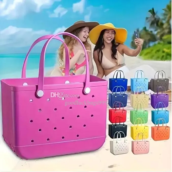 Nieuwe ontwerper Eva Bogg Silicone Beach Large Tote Luxe Eva Plastic strandzakken Roze blauw snoep vrouwen Cosmetische tas PVC Mand Travel Travel Bags Buiten Handtas Tas