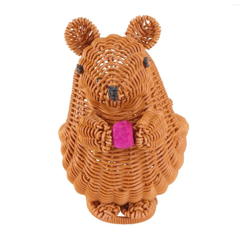 Bowls Rattan Squirrel Fruit Basket Storage Bowl Woven Desk Topper Display Electric Wire Decorative Home