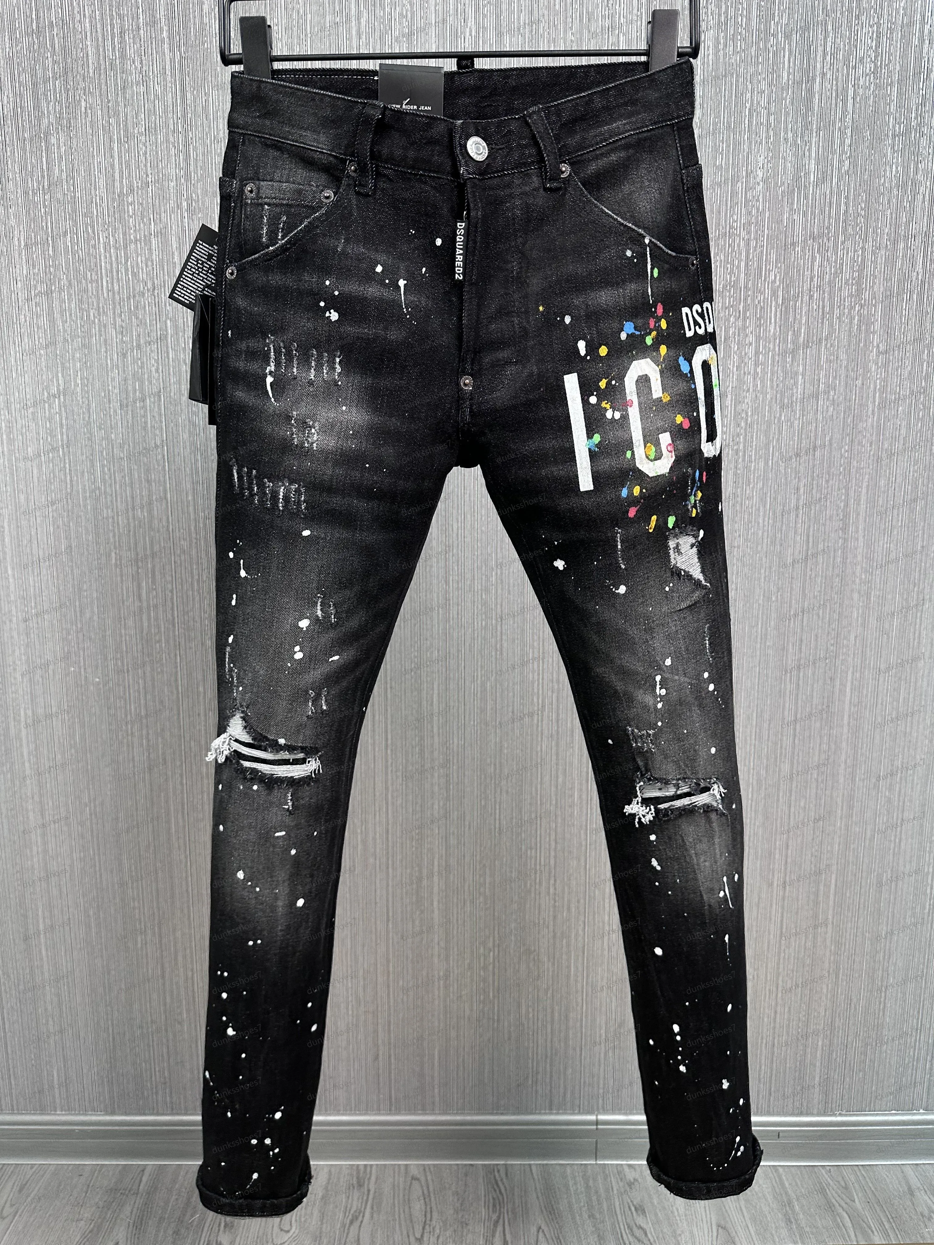 Black Hip Hop Rock Moto Topman Jeans With Ripped Distressed