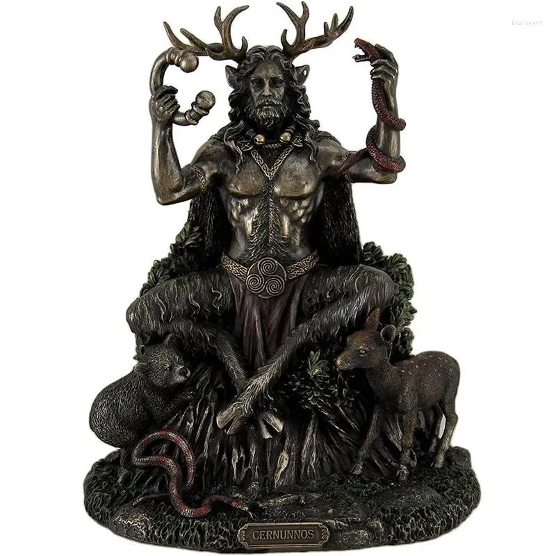 Figurines décoratives Mage celtique statue résine Animal corned dieu Cernunnos Sculpture Artisanat Home Office Garden Decoration Figurine