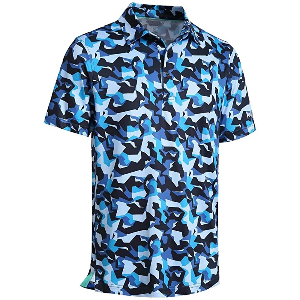 シャツ2023男性用の新しいゴルフシャツ乾燥フィット半袖プリントパフォーマンス水分吸引ポロシャツUV 50+保護カスタマイズ