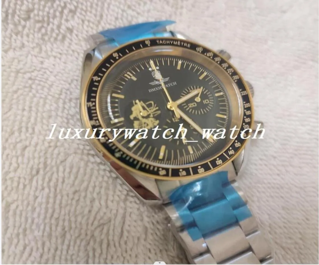 Luxurys Watch Man Watch On the Stars Two Tone Black Gold Dial Automatic Movement Dive Wristwatch Stainless Strap Sapphi6801513