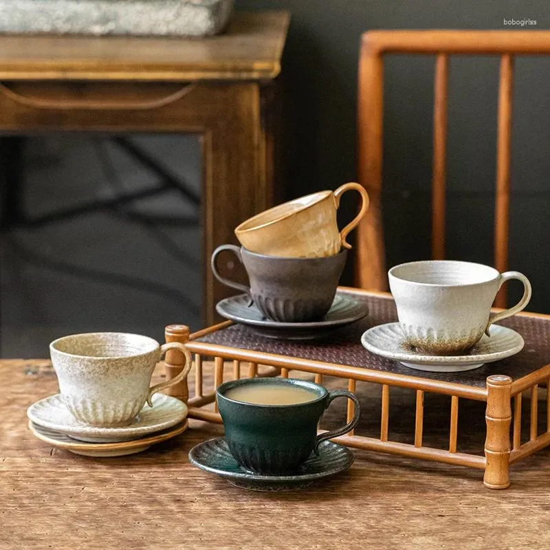 Cups Saucers Afternoon Tea Creative Coffee Cup And Dish Set Ceramic Household Flower Japanese Small Capacity Ear Hanging